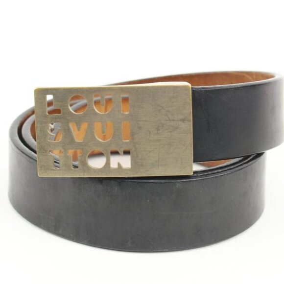 Louis Vuitton 90/36 Black x Silver Outline LV Shadow Belt 52lv218s main image 12